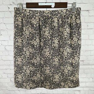 VTG Sandra Salcedo Brown Black Floral Elastic Waist Knee Length Women’s Skirt L